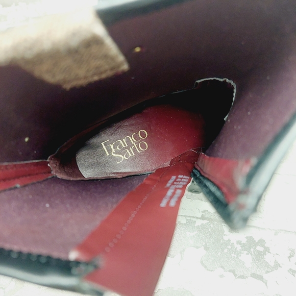 NEW Franco Sarto Womens Informa Whit Black Leather Block Heel Ankle Boots O573 - Picture 12 of 13